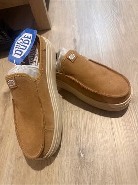 Hey Dude women’s Slip-On Suede Loafers in Tan
